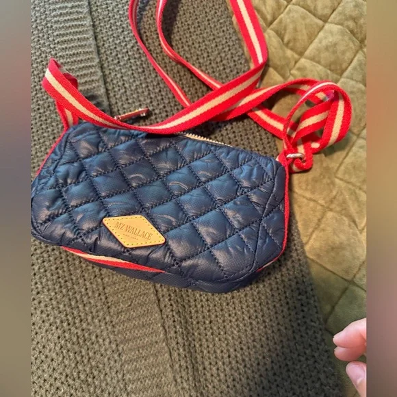 MZ Wallace Navy Quilted Crossbody Bag Mini Metro Roxy New - Picture 3 of 3